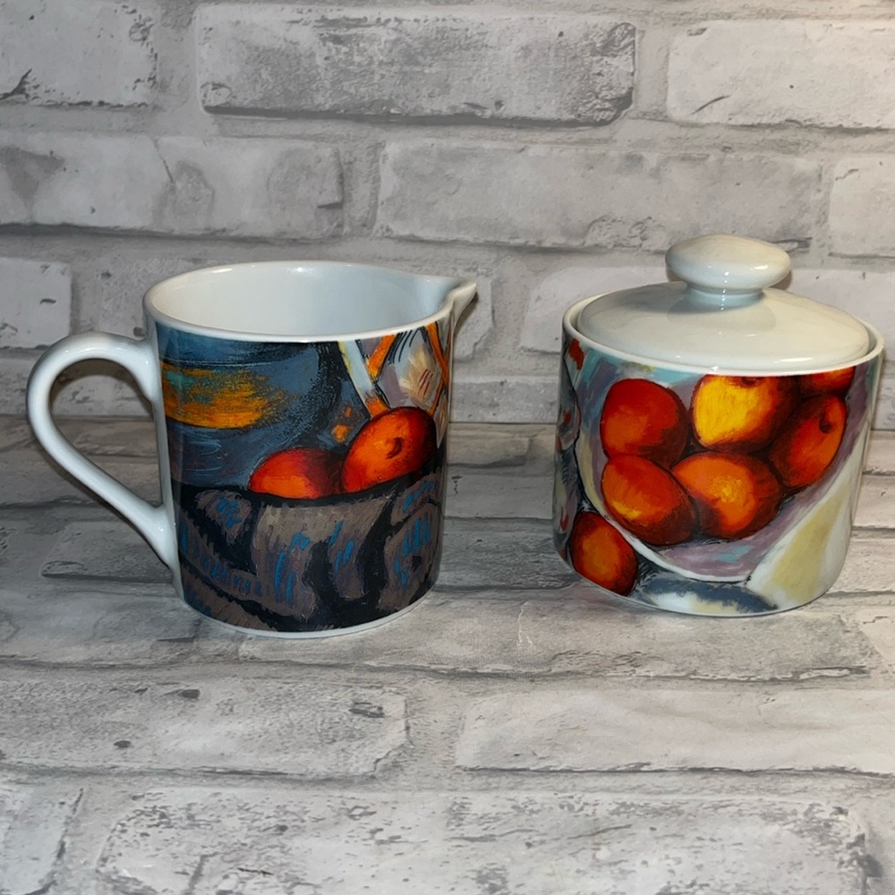 Sakura sugar creamer set Paul Cezanne porcelain art colorful approx 8 oz each